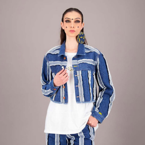 Veste cropped unisexe en jeans Upcycling