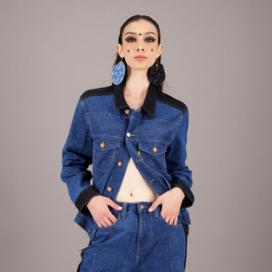 Veste regular unisexe en jeans bi-couleur Upcycling