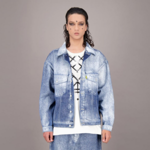 Veste oversized unisexe en jeans Silver Spray